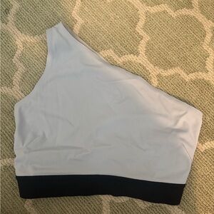 lululemon athletica One-Shoulder Sports Bra in white and black